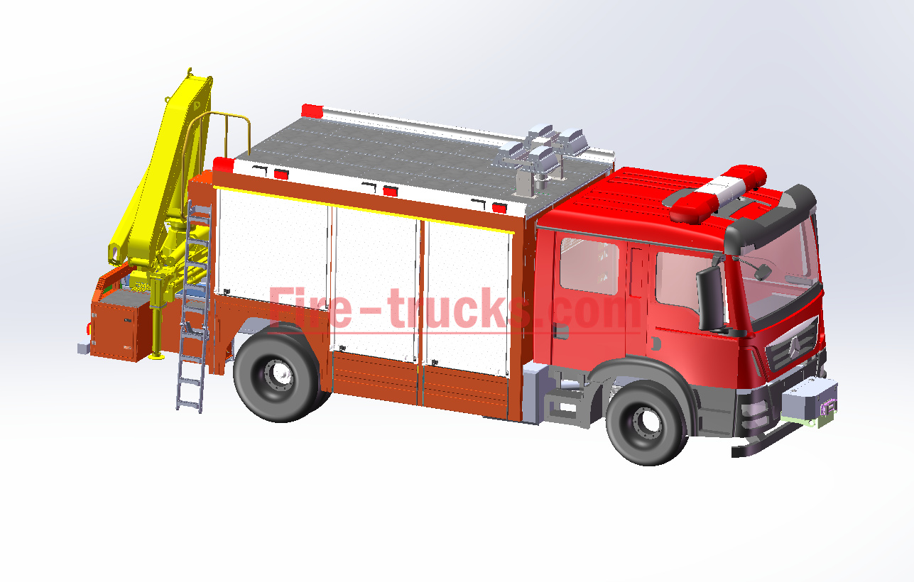 HOWO Rescue Fire Fighting Truck mounted Crane technical drawing