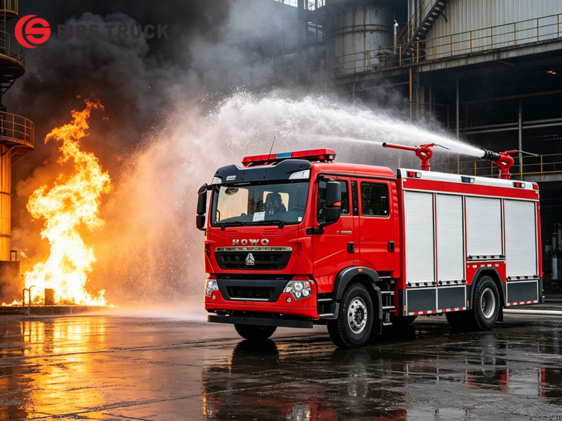 HOWO 4x2 dry powder fire fighting vehicle for gas plant Philippines Dubai 