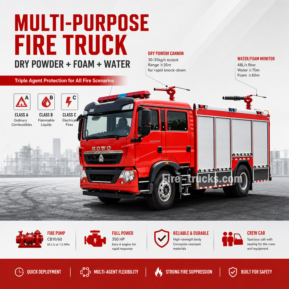 HOWO TX 4 ton multi purpose emergency fire truck Philippines Dubai