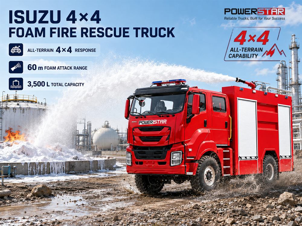 ISUZU GIGA 4x4 Fire Engine for Albania Official Chemical Plant Fire Suppression