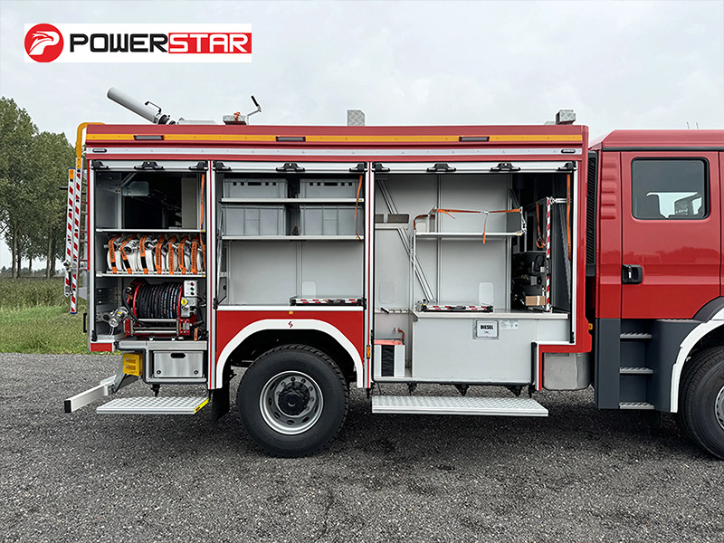MAN Rescue Fire Pumper Truck 4x4 4400L Water Foam with LED Light Mast and Winch firefighting equipment