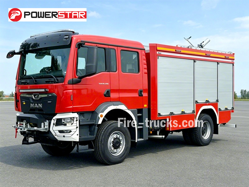 MAN Rescue Fire Pumper Truck 4x4 4400L Water Foam 290HP Euro 5 Diesel for Mongolia Tank Farm Fire and Rescue Operations