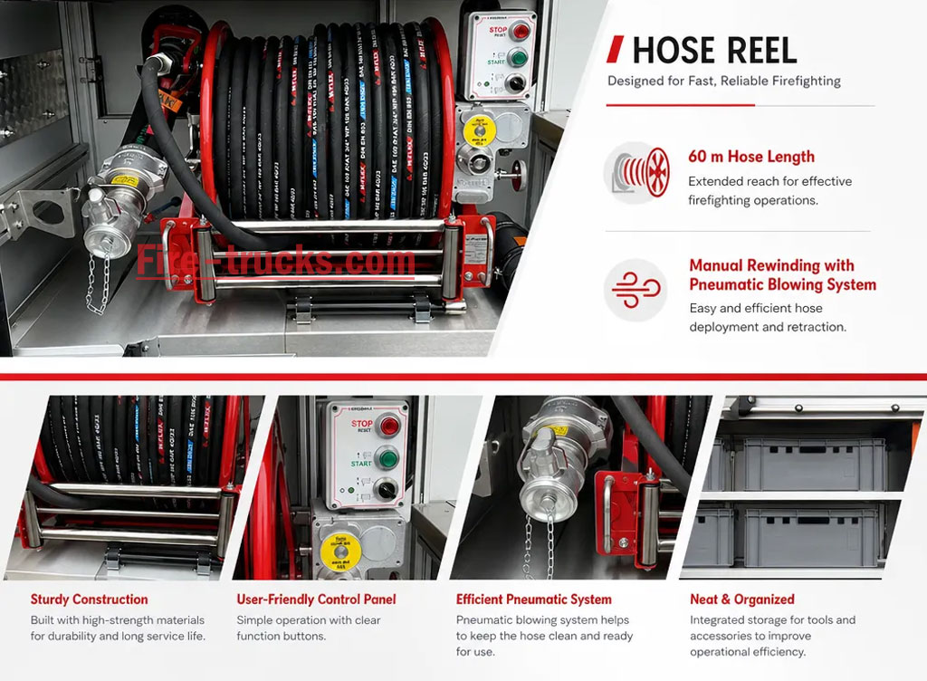 MAN Rescue Fire Pumper Truck 4x4 4400L Water Foam with Godiva Monitor hose reel