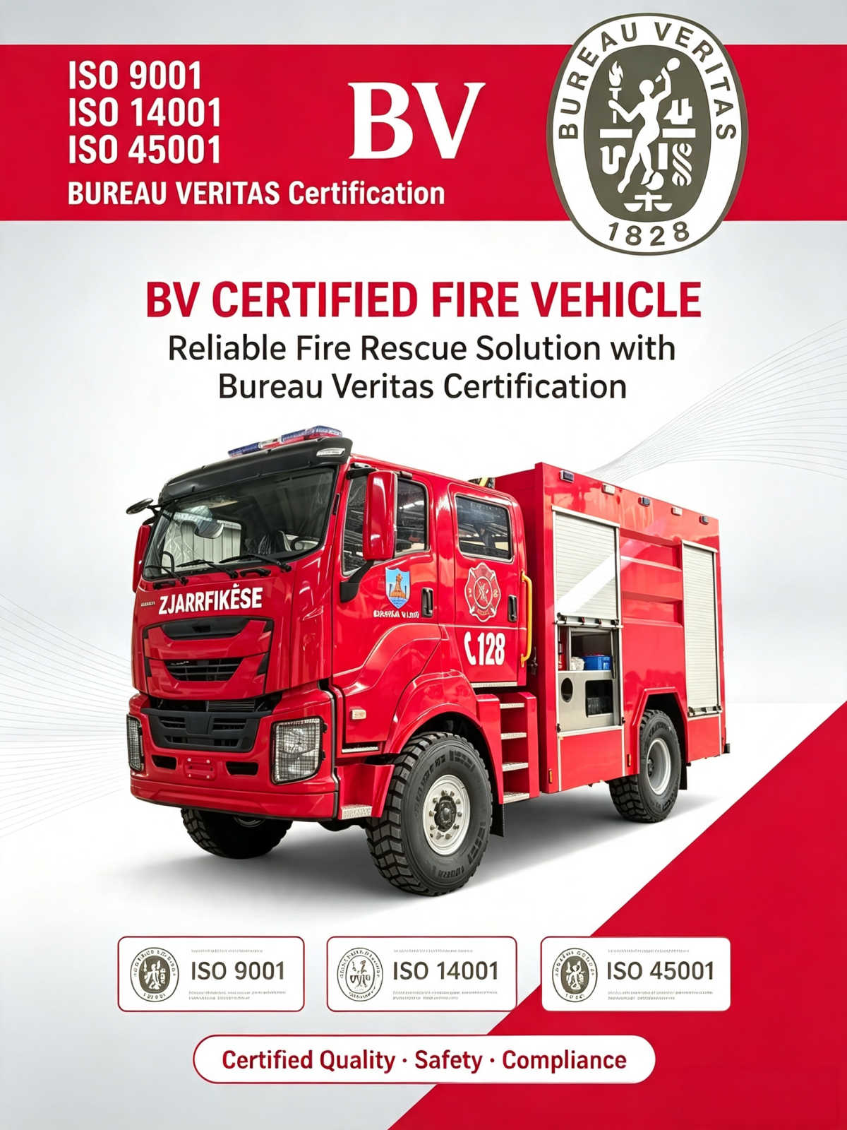 شاحنات إطفاء GIGA ISUZU 4x4 شهادة BV وتقرير حالة التثبيت